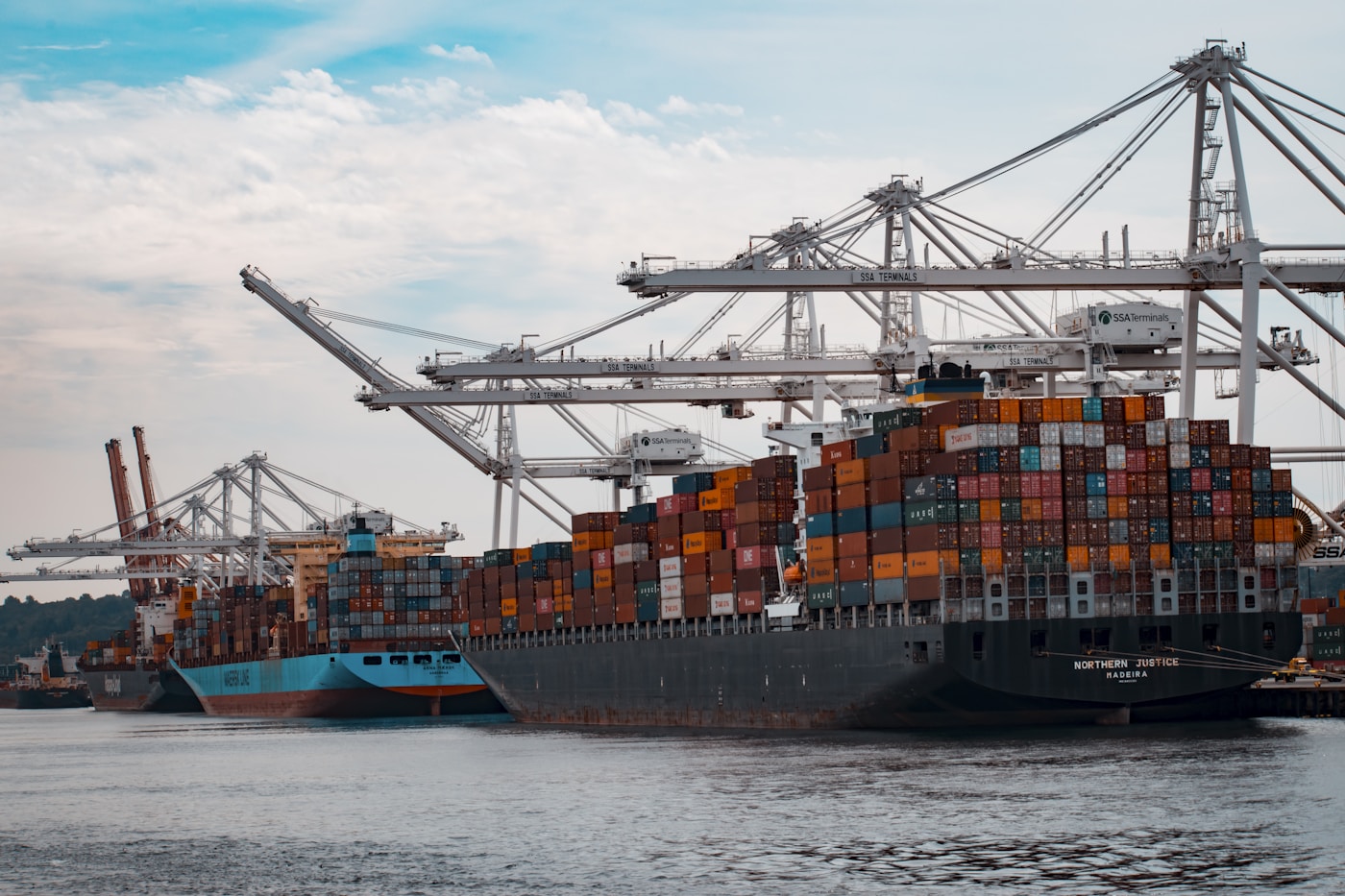 Shipping containers at a port